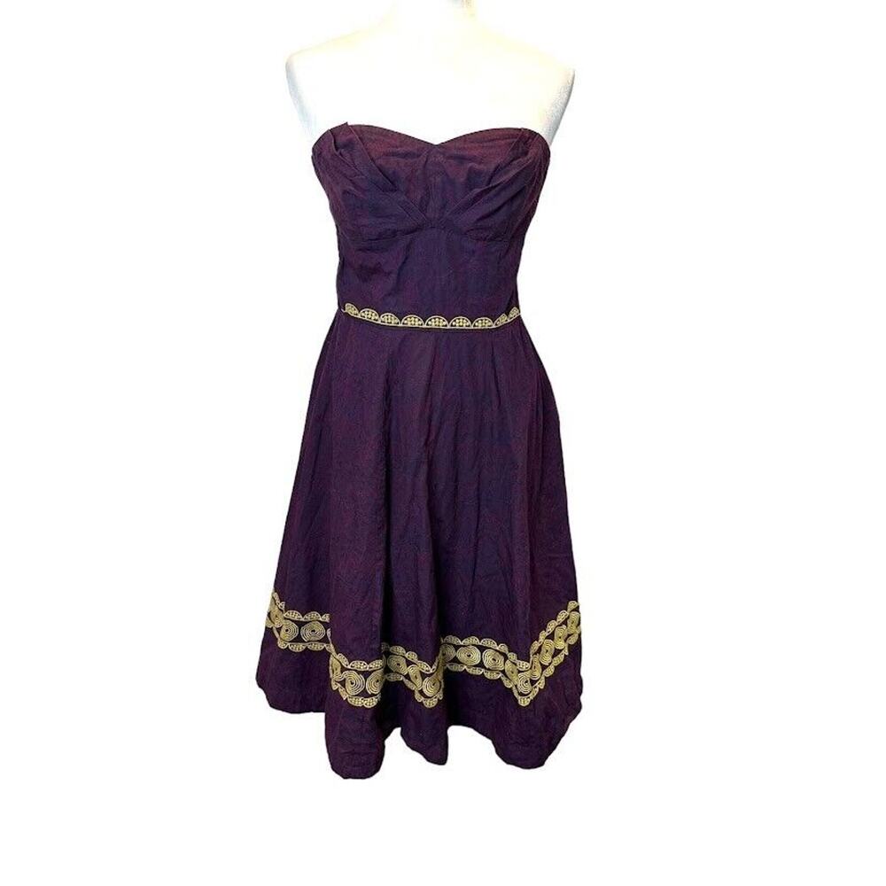 Anthropologie Girls from Savoy Strapless Dress Elegant‎ Retro Victorian Size 2